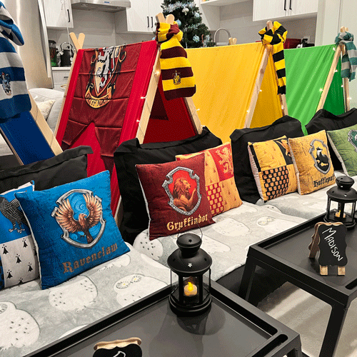 Harry Potter themed sleepover fort party setup