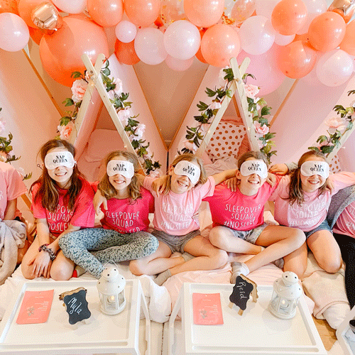 Pamper themed sleepover fort party setup