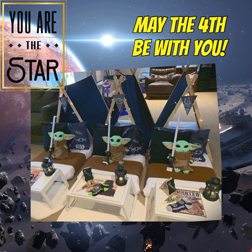 Star Wars themed sleepover fort party setup